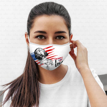 Personalized Dog Gift Idea - Pug Love USA For Dog Lovers - Cloth Mask